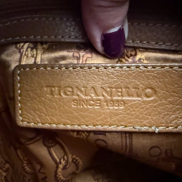 Tiganaello Pebble Leather bag with adjustable strap shoulder or crossbody Cognac - Picture 11 of 16